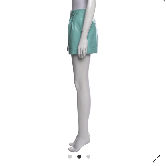 Alice + Olivia Mint Faux Leather High-Waist Mini Cuffed  Shorts - Picture 4 of 15